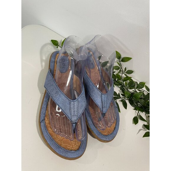 B.O.C Womens Blue Faux Leather Flip Flops Size 8 - Picture 3 of 16